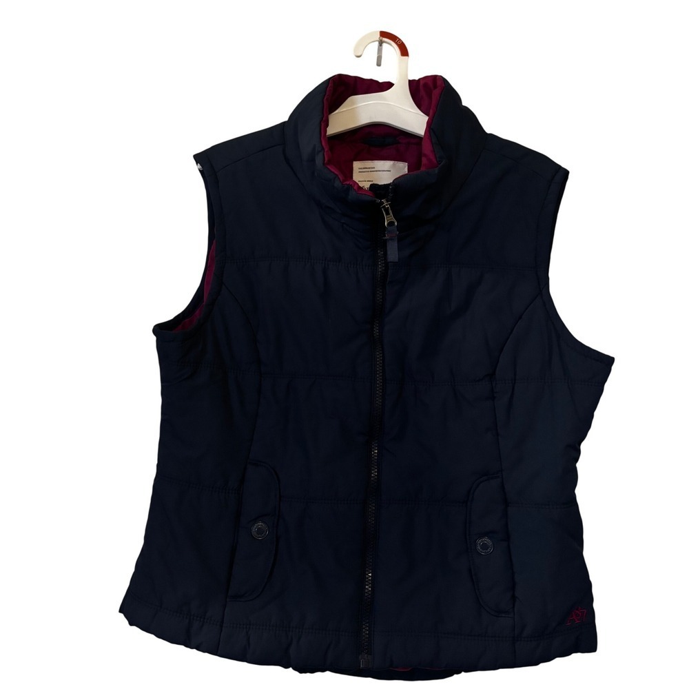 Aeropostale Women's Juniors Vest Sz‎ L Navy Blue Full Zip Insulated Gilet